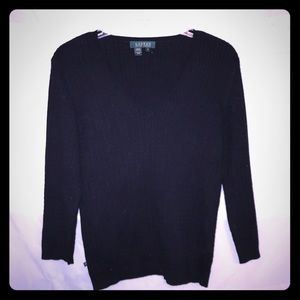 100% cotton knit v neck sweater small Ralph Lauren